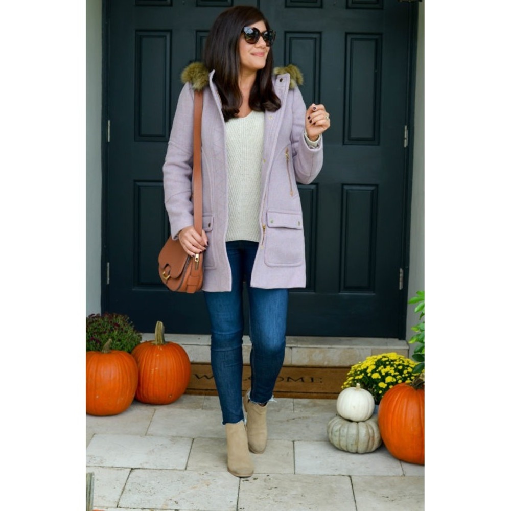 J.Crew Chateau parka size 6P in heather cotton candy wool blend $365‎